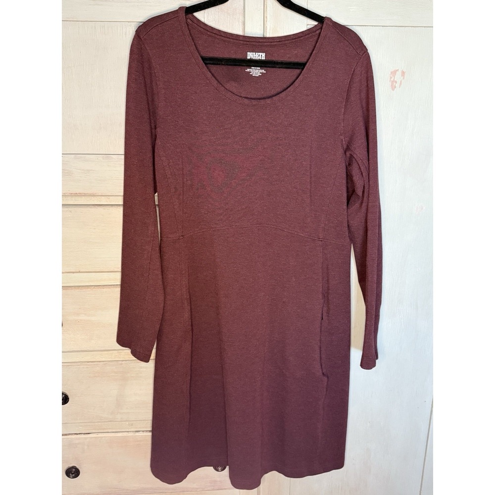 Duluth Trading Co Women's Wearwithall Ponte Knit Dress‎ Size L Plum